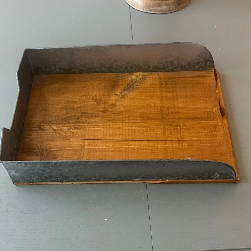 Rustic Wooden and Metal Tray
